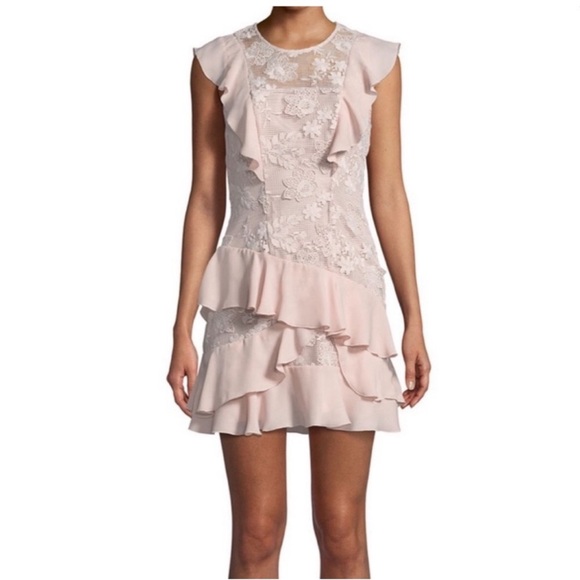 Parker Dresses & Skirts - Parker Womens Dresses Parker Gabriel Dusty Light Pink Lace Ruffle Mini Dress